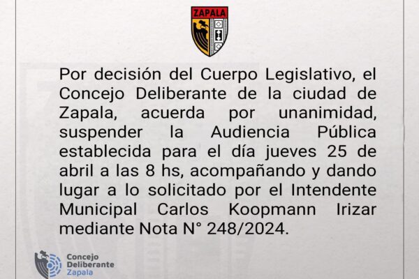 Los concejales decidieron suspender la audiencia pública